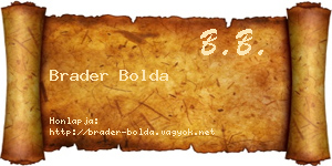 Brader Bolda névjegykártya